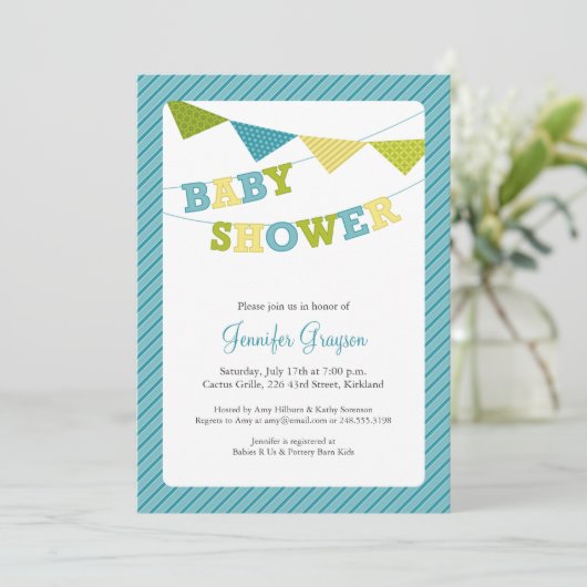 Baby Bunting Baby shower Uitnodiging in Aqua (Staand voorkant)