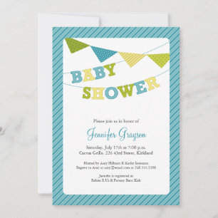 Baby Bunting Baby shower Uitnodiging in Aqua