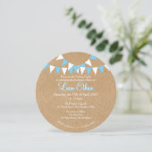 Baby Bunting Blauwe Doop Uitnodiging (Staand voorkant)