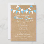 Baby Bunting Blauwe Doop Uitnodiging (Voorkant)