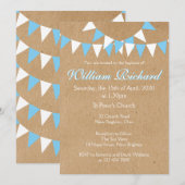 Baby Bunting Blauwe Doop Uitnodiging (Voorkant / Achterkant)