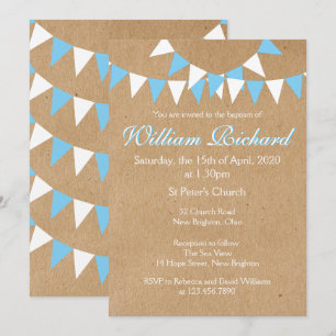 Baby Bunting Blauwe Doop Uitnodiging