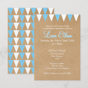 Baby Bunting Blauwe Doop Uitnodiging