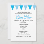 Baby Bunting Blue Baptism Christening Invitation Kaart (Voorkant)