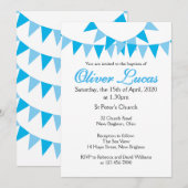 Baby Bunting Blue Baptism Christening Invitation Kaart (Voorkant / Achterkant)