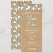 Baby Bunting Blue Baptism Christening Invitation Kaart (Voorkant / Achterkant)