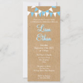 Baby Bunting Blue Baptism Christening Invitation Kaart (Voorkant)