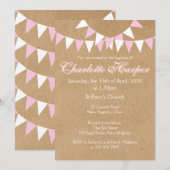 Baby Bunting Roze Doop Uitnodiging doop (Voorkant / Achterkant)