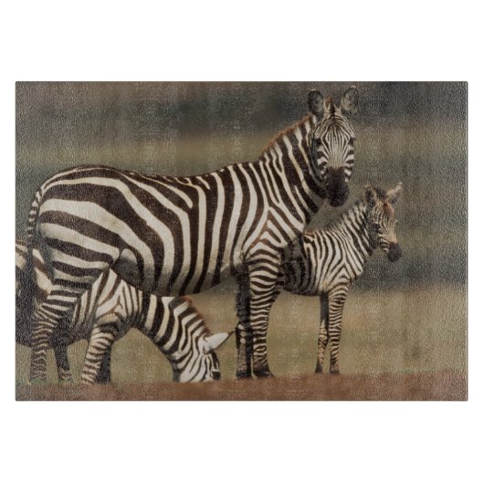 Baby Burchell's zebra met moeder Snijplank (Voorkant)