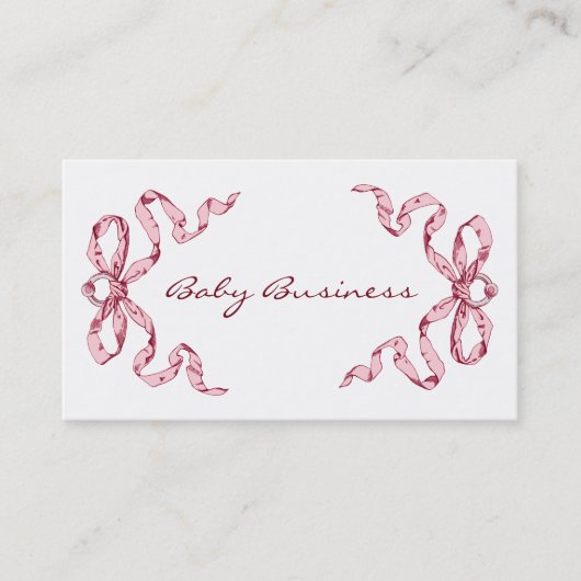 Baby Business Pink Bows Visitekaartjes (Voorkant)