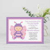 Baby Butterfly Birthday Party Invitation Kaart (Staand voorkant)
