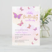 Baby Butterfly On The Way Baby shower Kaart (Staand voorkant)