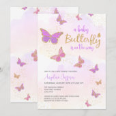 Baby Butterfly On The Way Baby shower Kaart (Voorkant / Achterkant)