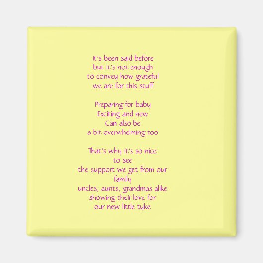 Baby Cadeau Bedankt Magneet (Voorkant)