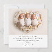 Baby cadeaudriplets Dank je pasgeboren Baby shower Bedankkaart (Achterkant)