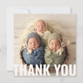 Baby cadeaudriplets Dank je pasgeboren Baby shower Bedankkaart (Voorkant)