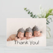 Baby cadeaudriplets Dank je pasgeboren Baby shower Bedankkaart (Staand voorkant)