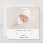 Baby Cadeautje Dank je pasgeboren Baby shower Bedankkaart (Achterkant)