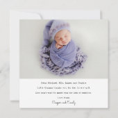 Baby Cadeautje Dank je pasgeboren Baby shower Bedankkaart (Achterkant)