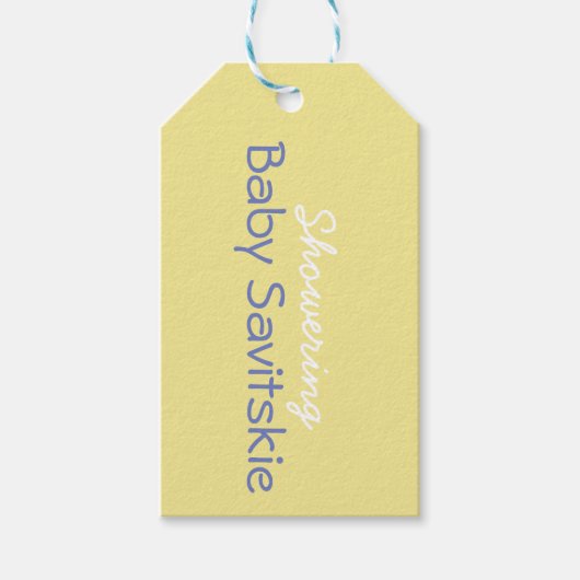 Baby-cadeautje - Paarse gele olifant Cadeaulabel (Voorkant)