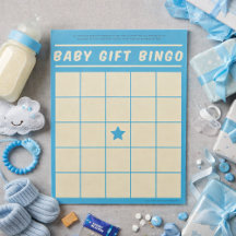 Baby Cadebingo Baby shower Game Blue Blocnote