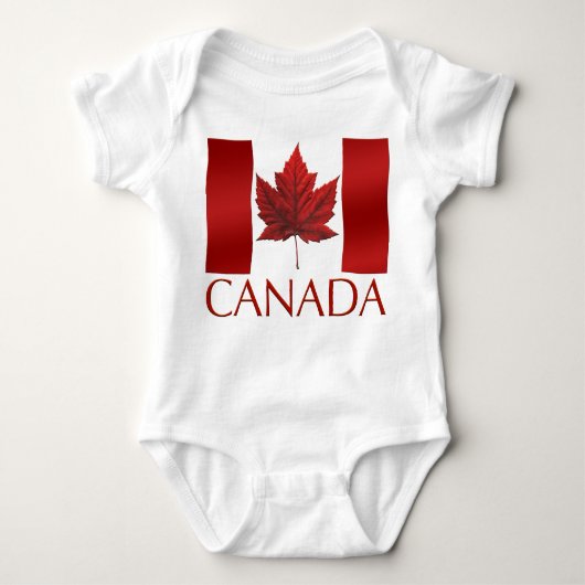 Baby Canada Flag Souvenir Organic One Piece Romper (Voorkant)