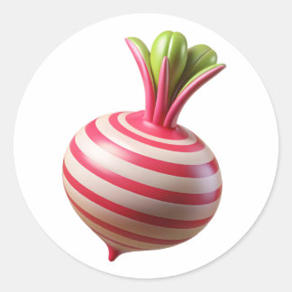Baby Candy Cane Beets Plastic 3D – Glanzend Ronde  Ronde Sticker