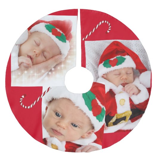 Baby Candy Cane Uw Aangepaste Familie Foto's Kerstboom Rok (Voorkant)