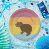 Baby Capybara Cute Illustration Colorful Striped Papieren Bordje (Feest)