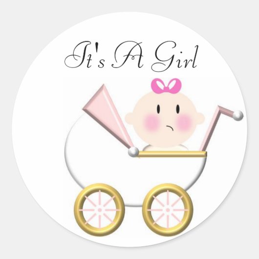Baby Carriage 2, het is een meisje Ronde Sticker (Voorkant)