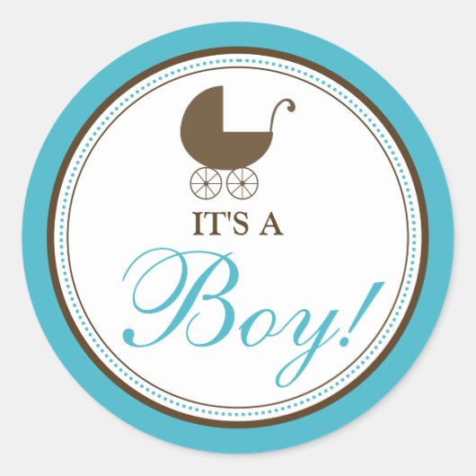 Baby Carriage Aankondiging Sticker (aqua) (Voorkant)