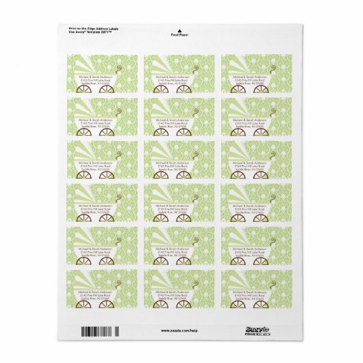  Baby Carriage Baby shower adreslabel Etiket (Full Sheet)