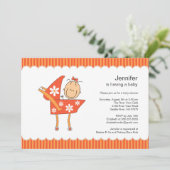 Baby Carriage Baby shower Invitation Stick Figuur Kaart (Staand voorkant)