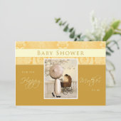 Baby Carriage Baby shower Invite - Golden Kaart (Staand voorkant)
