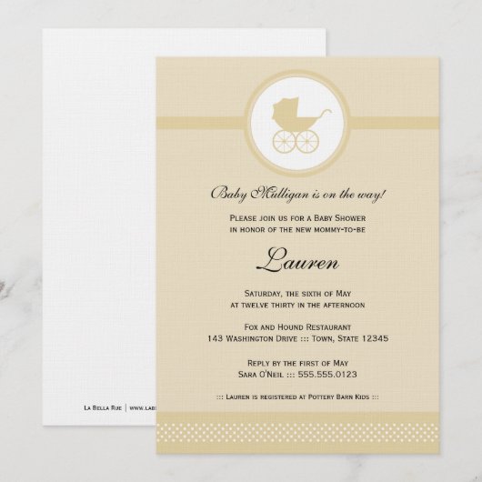  Baby Carriage Baby shower Kaart (Voorkant / Achterkant)