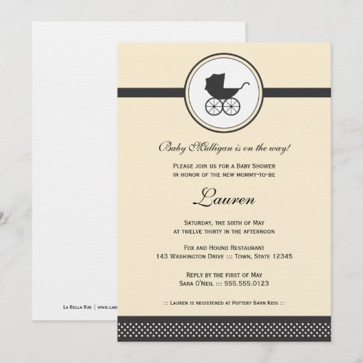  Baby Carriage Baby shower Kaart (Voorkant / Achterkant)