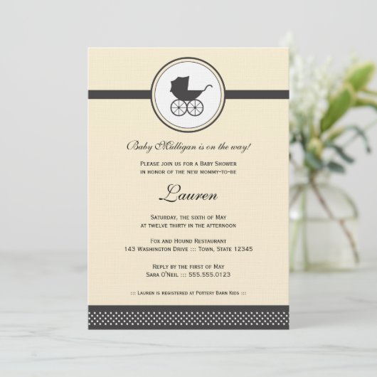  Baby Carriage Baby shower Kaart (Staand voorkant)