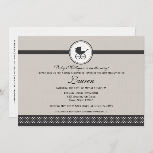  Baby Carriage Baby shower Kaart (Voorkant / Achterkant)