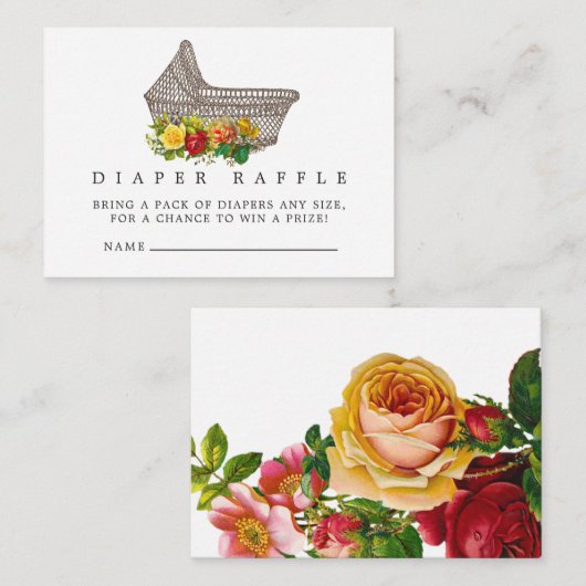 Baby Carriage Baby shower Luier Raffle Informatiekaartje (Voorkant / Achterkant)