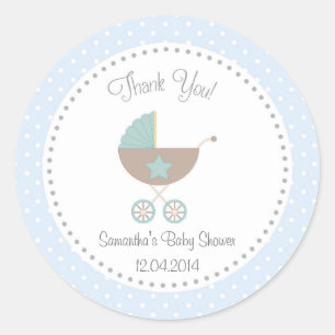 Baby Carriage Baby shower Sticker Blauw