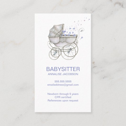  Baby Carriage Babysitter Visitekaartje (Voorkant)