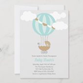 Baby Carriage Ballon Jongen Baby Shower Kaart (Voorkant)