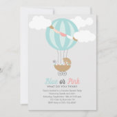 Baby Carriage Balloon Gender Reveal Party Kaart (Voorkant)