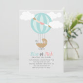 Baby Carriage Balloon Gender Reveal Party Kaart (Staand voorkant)