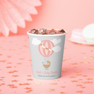 Baby Carriage Balloon Girl Baby shower Papieren Bekers