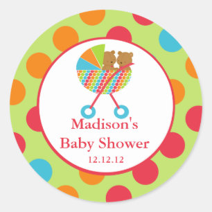 Baby Carriage Beer Twins Baby shower Sticker