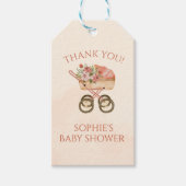 Baby Carriage Bloemige Bedankt Cadeaulabel (Voorkant)