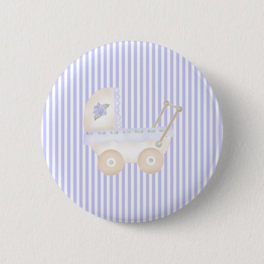 Baby Carriage Blue  Ronde Button 5,7 Cm (Voorkant)