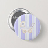 Baby Carriage Blue  Ronde Button 5,7 Cm (Voorkant /achterkant)