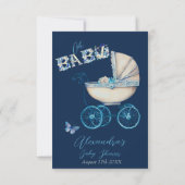 Baby Carriage Boy Baby shower Bedankt (Achterkant)